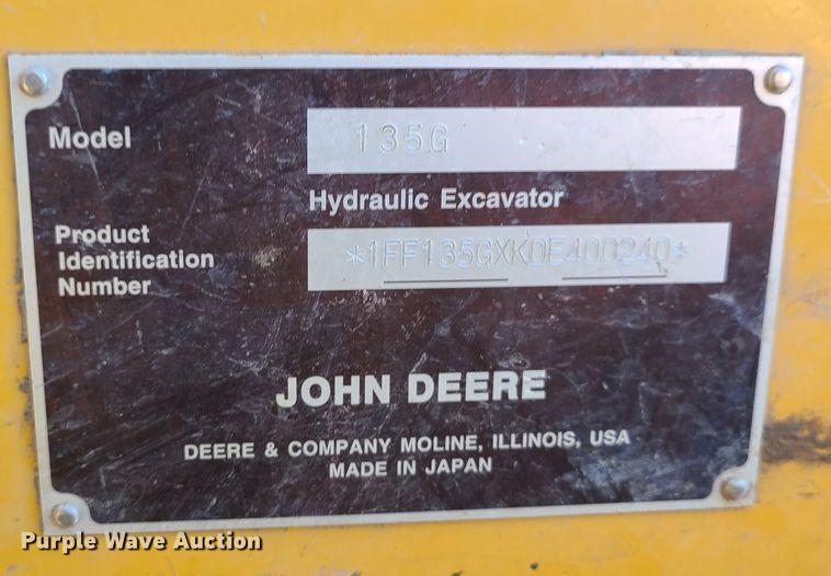 image for item DJ1562 John Deere 135G  excavator