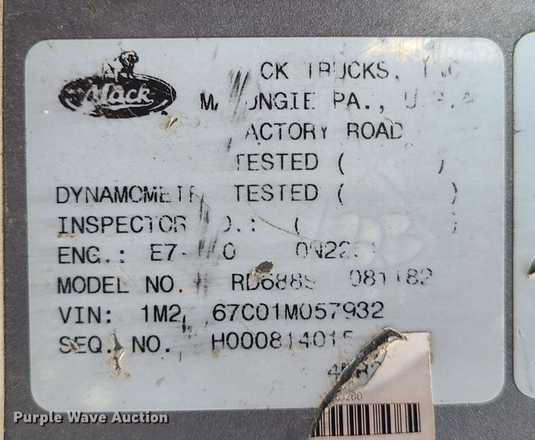 image for item DJ1687 2001 Mack RD688S  roll-off container truck