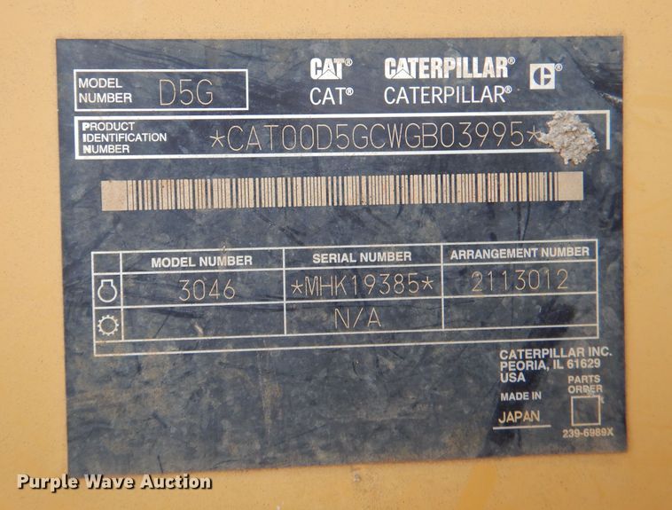 image for item DJ3775 2007 Caterpillar D5G XL  dozer