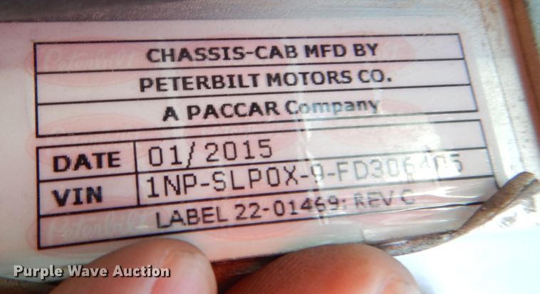 image for item DJ7486 2015 Peterbilt 365  crane truck