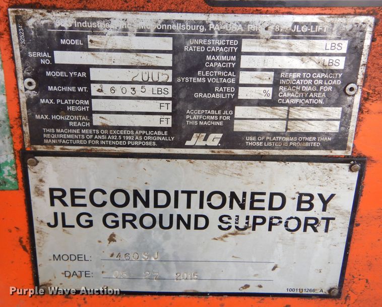 image for item DK3355 2005 JLG 460SJ  boom lift