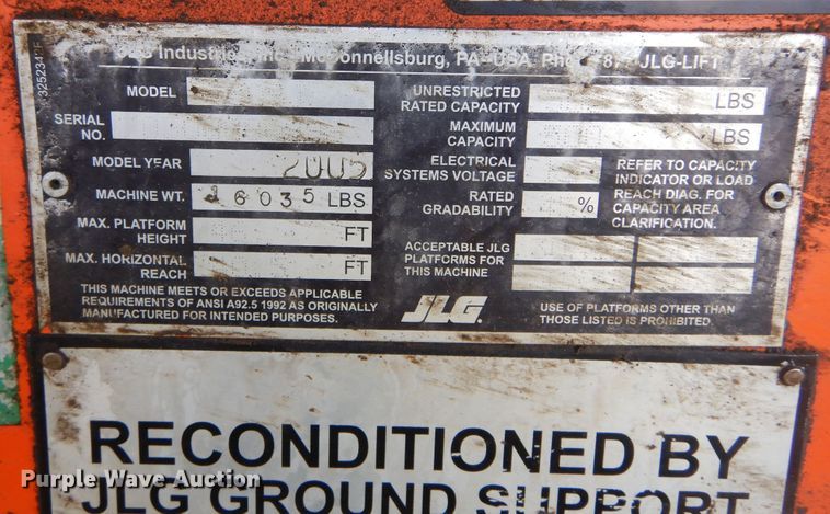 image for item DK3355 2005 JLG 460SJ  boom lift