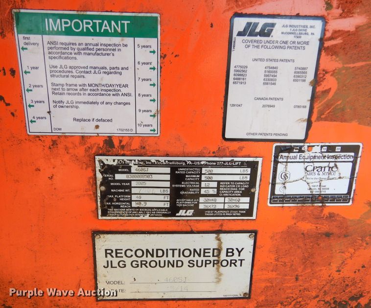 image for item DK3356 2005 JLG 460SJ  boom lift