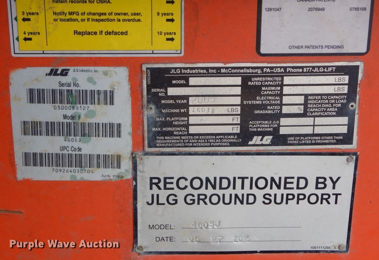 image for item DK3357 2005 JLG 460SJ  boom lift