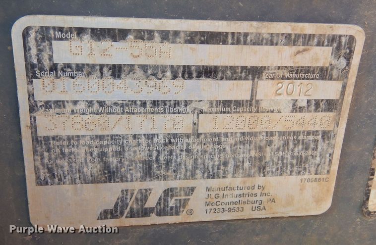 image for item DK3362 2012 JLG G12-55A  telehandler