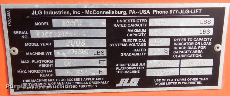 image for item DK3385 2008 JLG 800AJ  boom lift