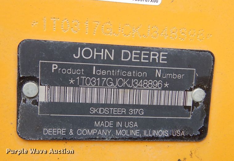 image for item DK3391 2019 John Deere 317G  tracked skid steer loader