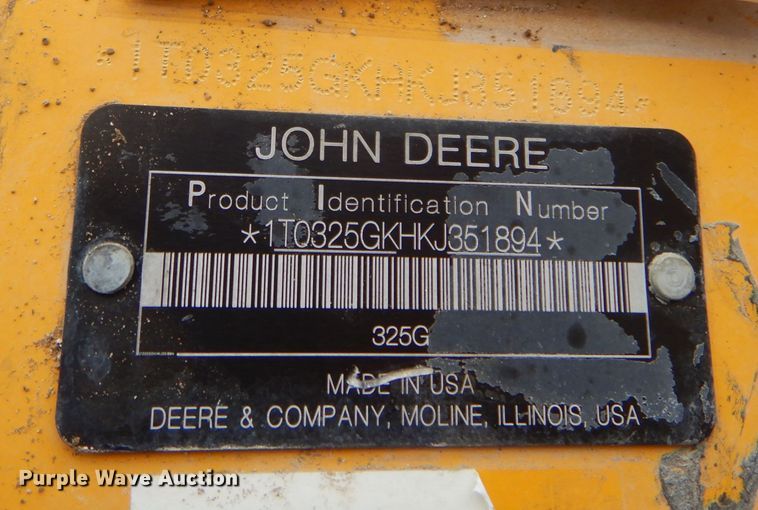 image for item DK3392 2019 John Deere 325G  tracked skid steer loader