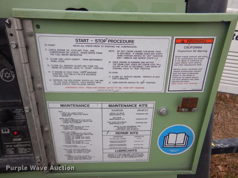 image for item DK3397 Sullair 185  air compressor