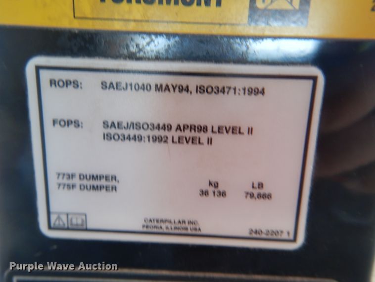 image for item DL0677 2008 Caterpillar 775F  haul truck