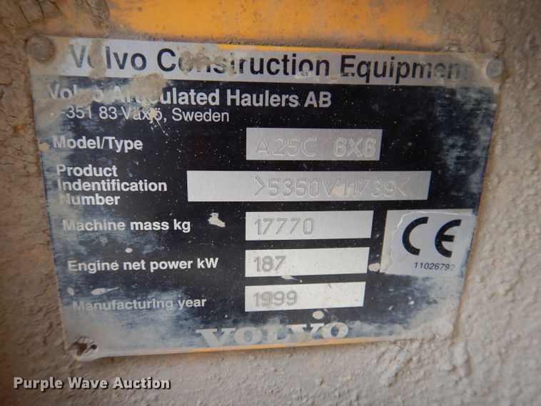 image for item DL5863 1999 Volvo A25C  haul truck