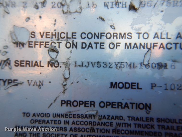 image for item DL5881 1991 Wabash P-102CW  dry van trailer