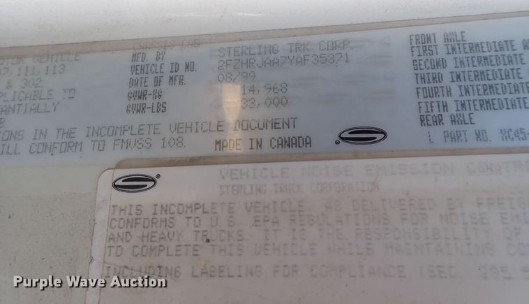 image for item DN2391 2000 Sterling L7500  crane truck