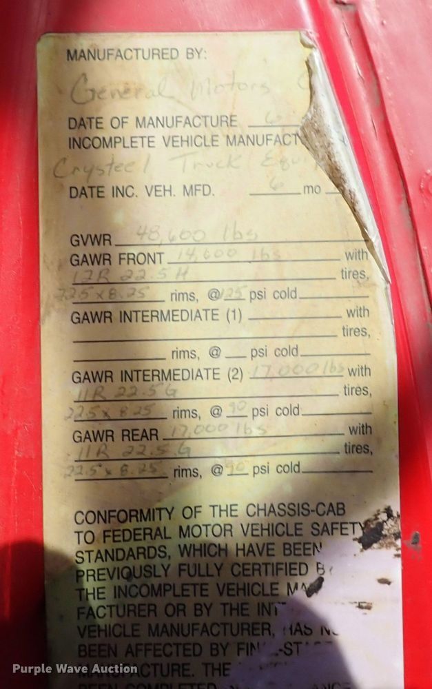 image for item DN2412 1998 Chevrolet C7500  dump truck