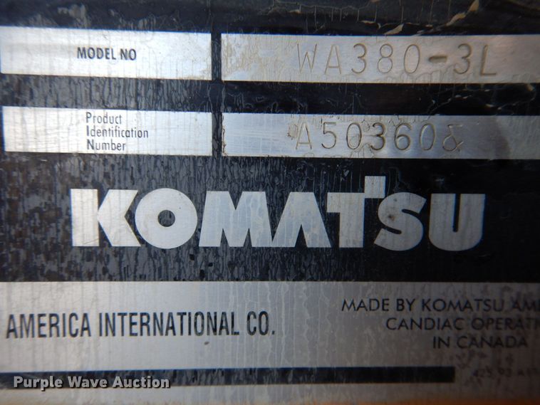 image for item DN2523 1998 Komatsu WA380-3L  wheel loader
