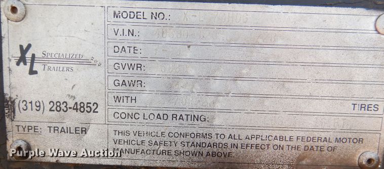 image for item DN5403 1999 XL Specialized X-L 70HDG  lowboy equipment trailer