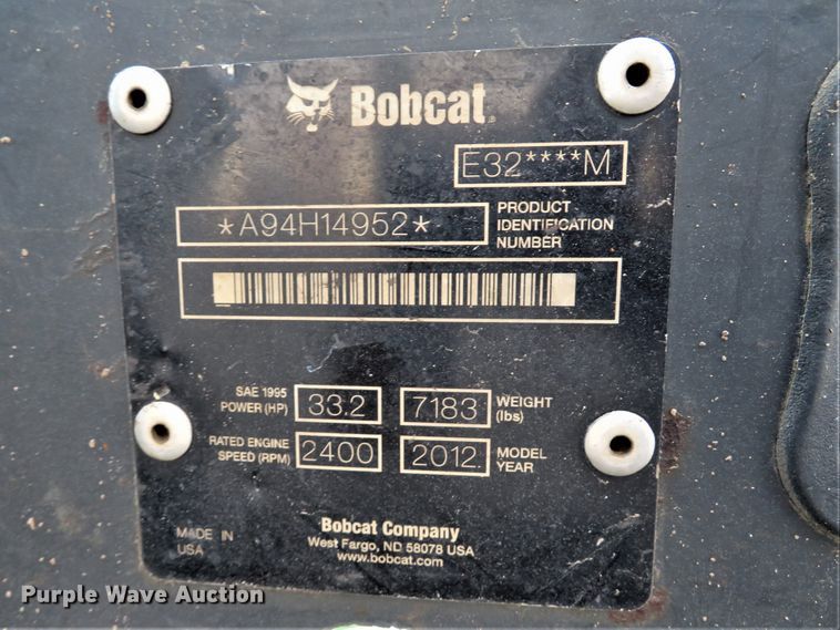 image for item FP9460 2012 Bobcat E32  mini excavator