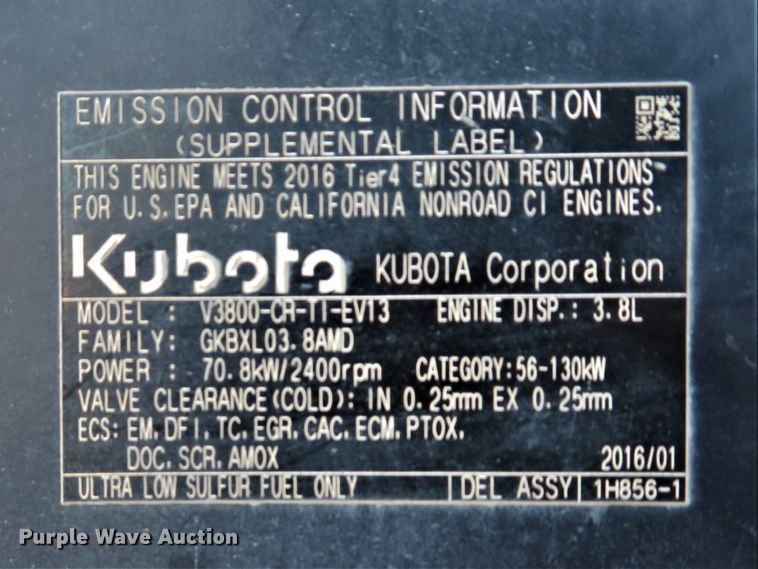 image for item FP9466 2016 Kubota SVL95-2S  tracked skid steer loader