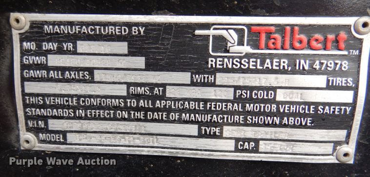 image for item GH9200 2016 Talbert TDW-35-FG-T1-DVTL  drop deck equipment trailer