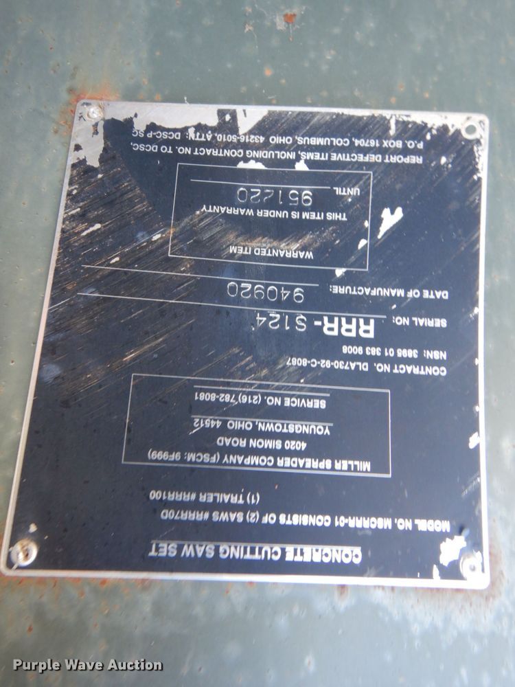 image for item IB9510 1994 Miller Spreader RRR70D  concrete saw