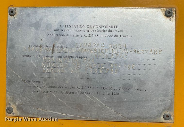 image for item IG9256 1985 Dynapac 624  tile plow