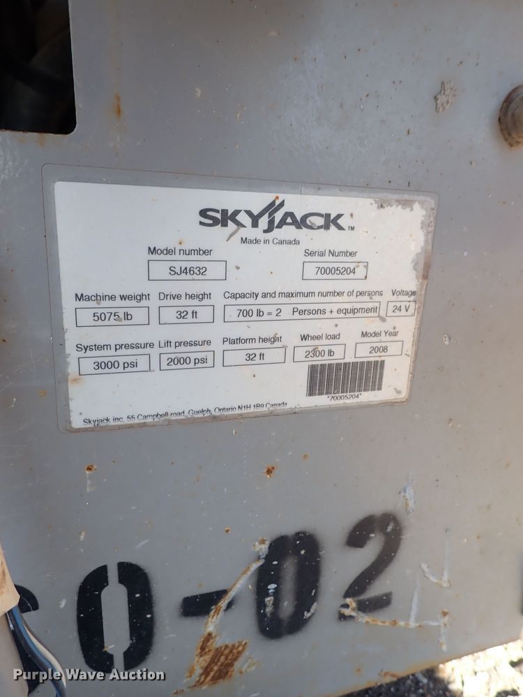 image for item IN9044 2008 Skyjack SJ4632  scissor lift