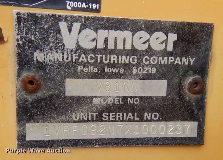 image for item IO9548 1999 Vermeer V8100  trencher