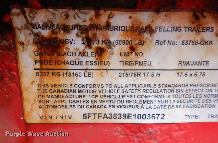 image for item IO9589 2004 Felling FT-50-3 LP  equipment trailer