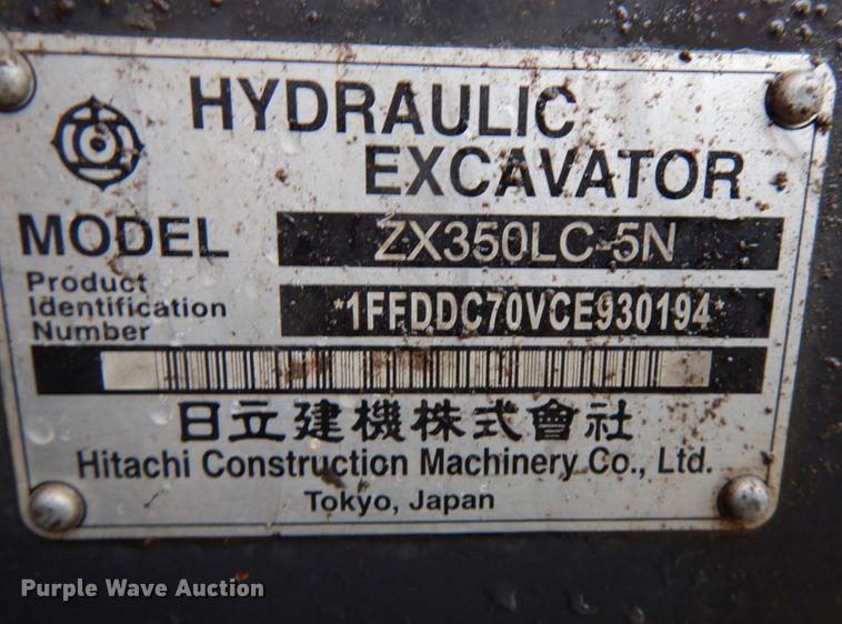 image for item IO9592 2012 Hitachi ZX350LC-5N  excavator