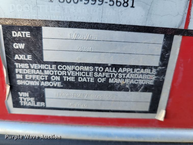 image for item IV9621 1995 Doolittle  enclosed cargo trailer