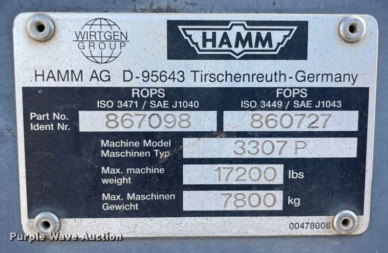 image for item IX9691 Hamm 3307P  single drum vibratory roller