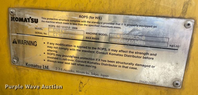 image for item IX9692 2011 Komatsu PC138USLC-8  excavator