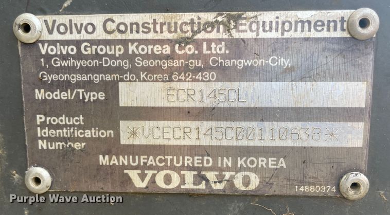 image for item IX9693 Volvo ECR145CL  excavator