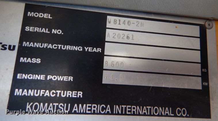 image for item JD9481 2004 Komatsu WB140-2N  backhoe