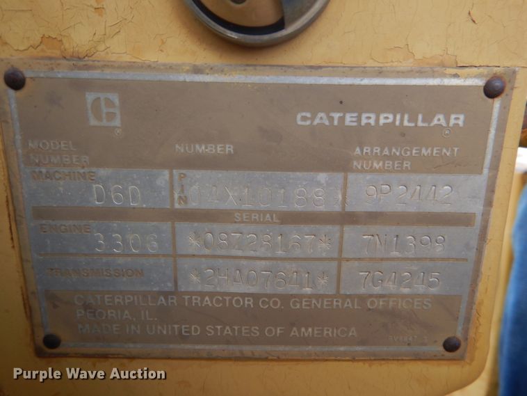 image for item JD9501 1985 Caterpillar D6D  dozer