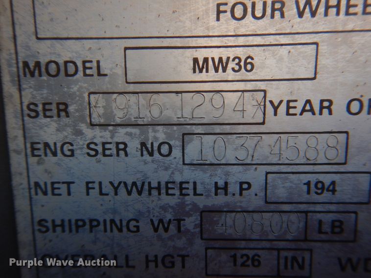 image for item JD9530 1986 Case MW36  wheel loader