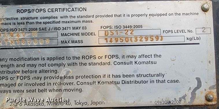 image for item JE9302 2011 Komatsu D51PX-22  dozer