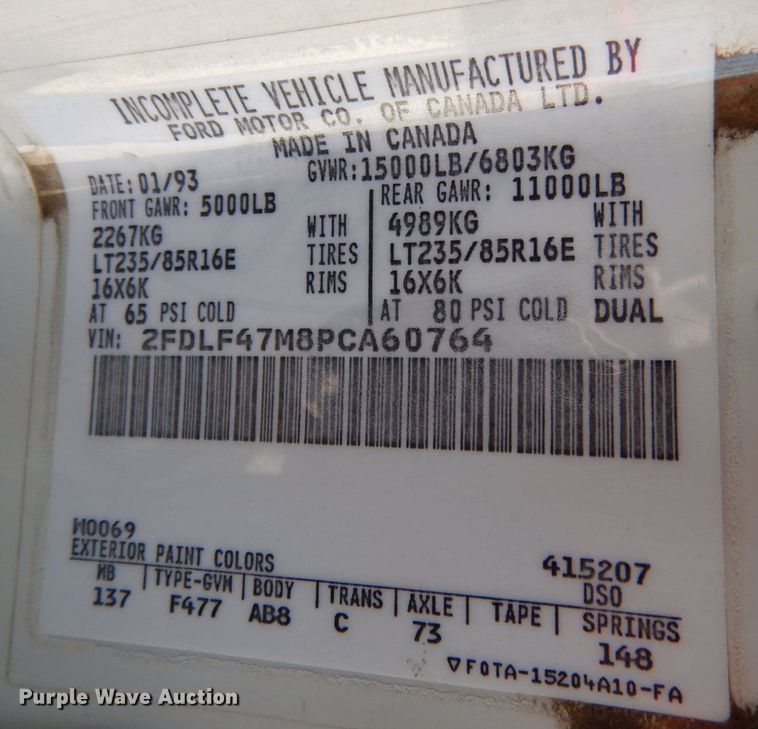 image for item JI9268 1993 Ford F450 Super Duty  bucket truck