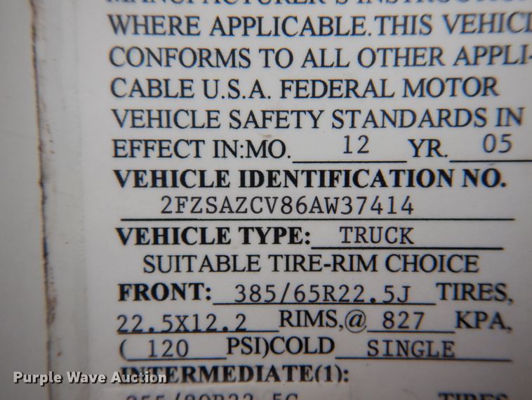image for item JI9270 2006 Sterling L9500  dump truck