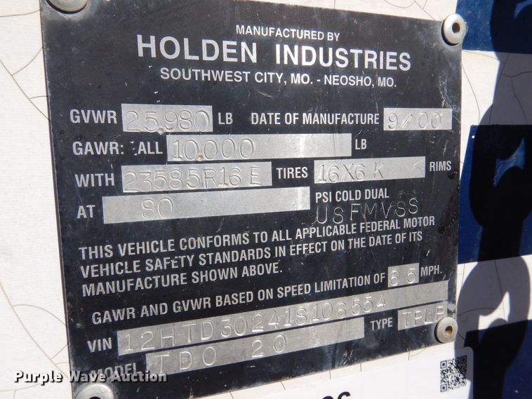 image for item JJ9896 2001 Holden TDO20  equipment trailer