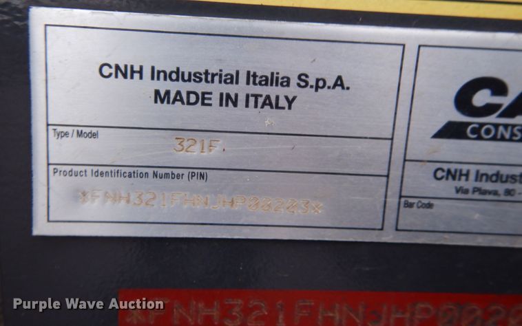 image for item KK9707 2018 Case 321F  wheel loader