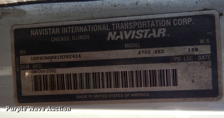 image for item KO9791 2001 International 4700  Crew Cab dump truck