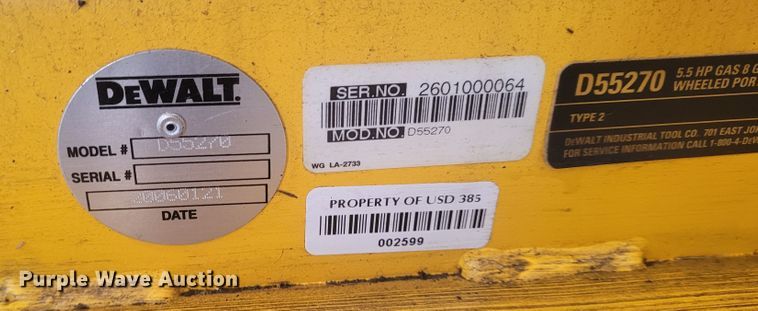 image for item BY9472 2006 DeWalt Emglo D55270  air compressor