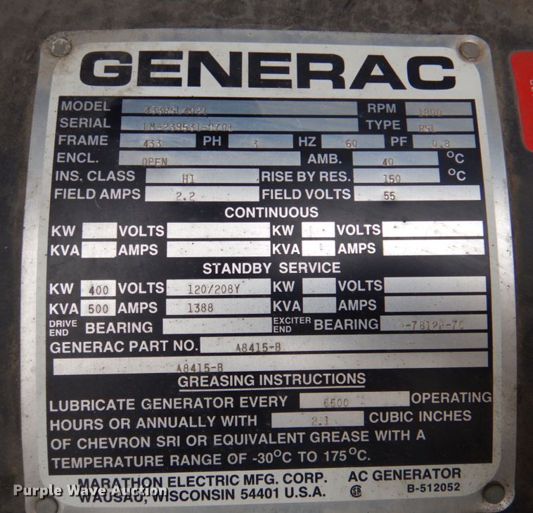 image for item DK1447 Generac SD400  generator