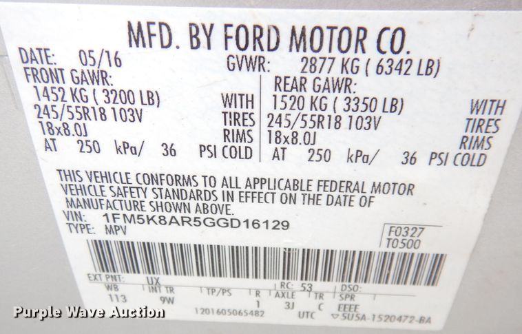 image for item DK3154 2016 Ford Explorer Police Interceptor  SUV