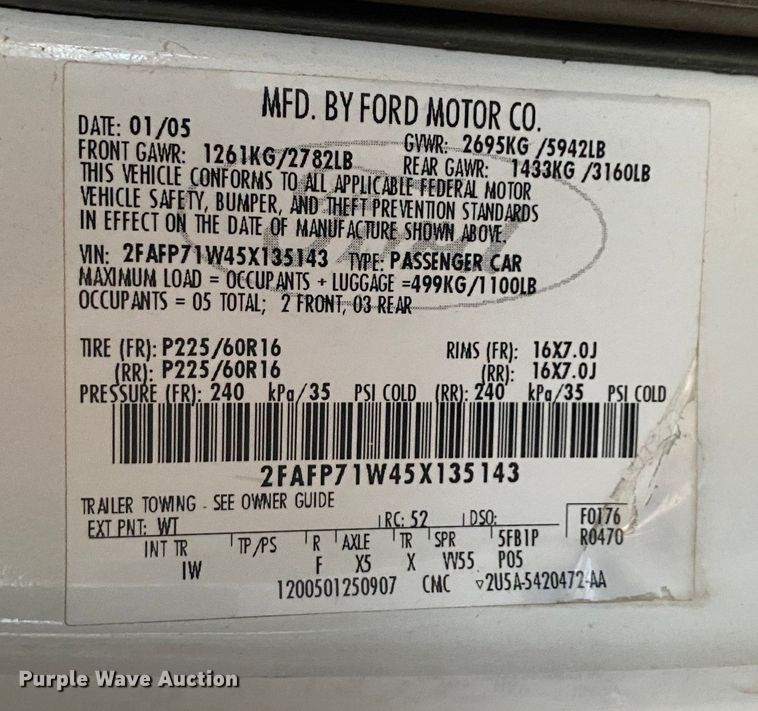 image for item DL6147 2005 Ford Crown Victoria Police Interceptor