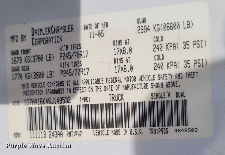 image for item DM0999 2006 Dodge Ram 1500  pickup truck