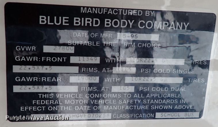 image for item DN2385 1997 Blue Bird TC2000  school bus