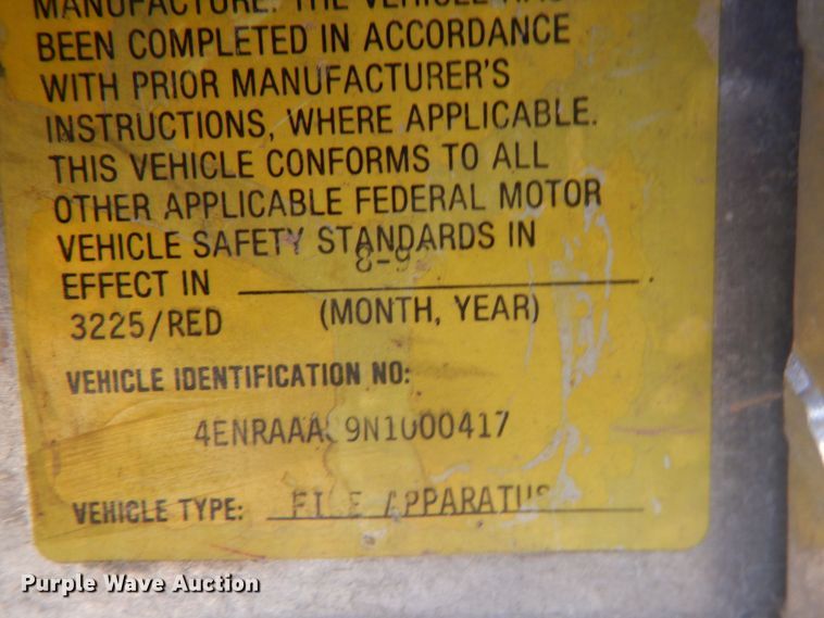 image for item ID9183 1992 E-one  pumper fire truck