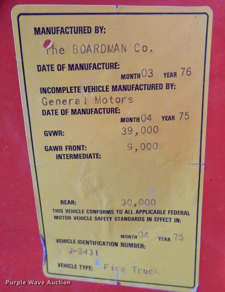 image for item IR9111 1975 Chevrolet C65  pumper fire truck